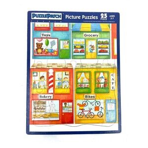 Puzzle Patch 25 Pc Tray Puzzle Vintage 1992 Toys Grocery Bakery Bikes